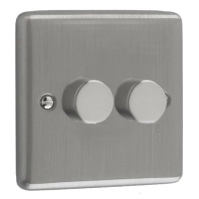 Warwick Brushed Chrome LED Dimmer and Push Light Switch Combination