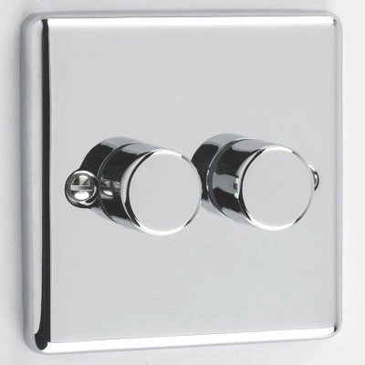 Warwick Polished Chrome LED Dimmer and Push Light Switch Combination