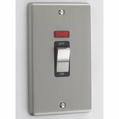 Warwick Brushed Chrome Cooker (45 Amp Double Pole) Switch