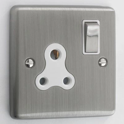 Warwick Brushed Chrome Round Pin Switched Socket (For Lighting)