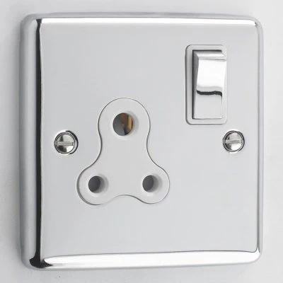 Warwick Polished Chrome Round Pin Switched Socket (For Lighting)