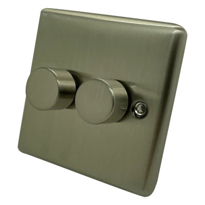 Warwick Brushed Steel LED Dimmer and Push Light Switch Combination