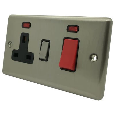Warwick Brushed Steel Cooker Control (45 Amp Double Pole Switch and 13 Amp Socket)