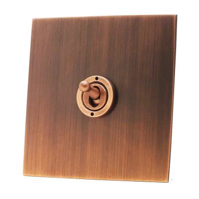 Heritage Flat Antique Copper Dimmer and Light Switch Combination