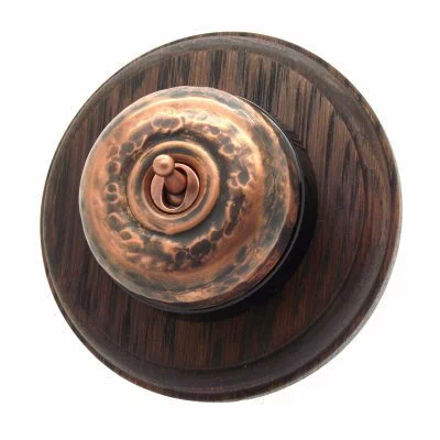 Vintage Dome (Metal) Copper - Antique Mahogany Light Switch