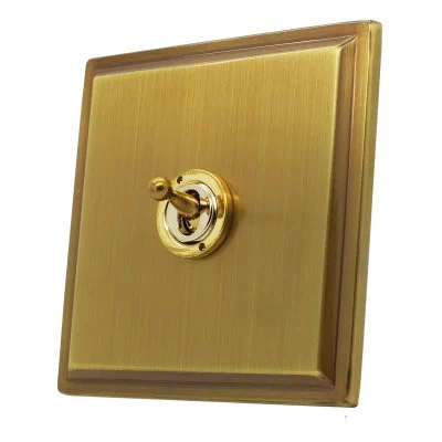 Art Deco Antique Brass Dimmer and Light Switch Combination