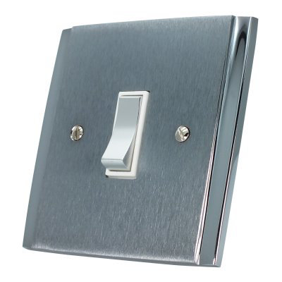 Art Deco Dual Satin Chrome Dimmer and Toggle Switch Combination