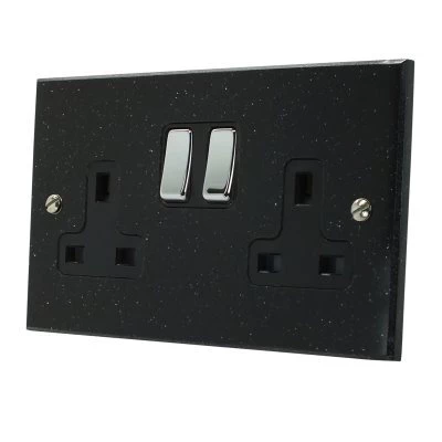 Black Granite / Polished Stainless Flex Outlet Plate