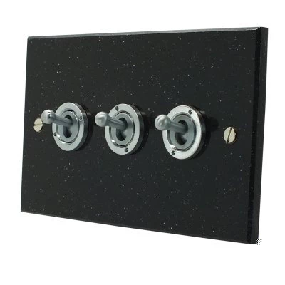 Black Granite / Satin Stainless Toggle (Dolly) Switch