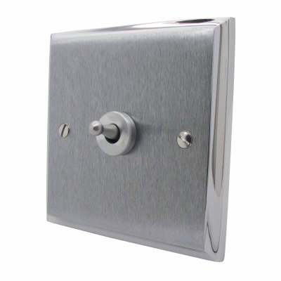 Duo Premier Plus Satin Chrome (Cast) Dimmer and Toggle Switch Combination