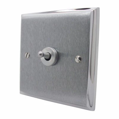 Duo Premier Plus Satin Chrome (Cast) LED Dimmer and Push Light Switch Combination