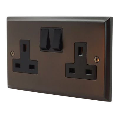 Victorian Premier Silk Bronze Switched Plug Socket