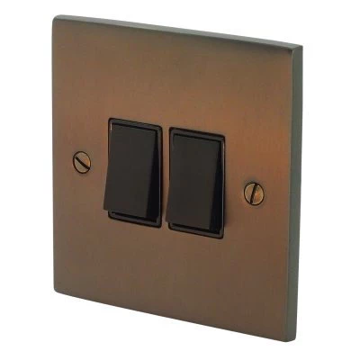 Low Profile Silk Bronze Dimmer and Light Switch Combination
