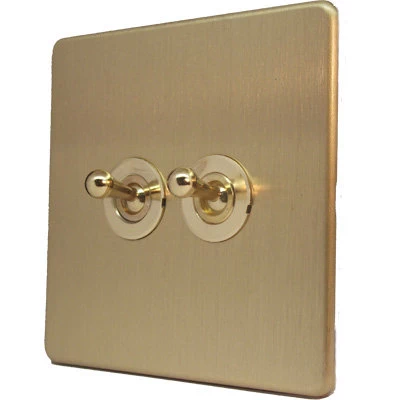 Screwless Aged Brushed Brass Sockets & Switches