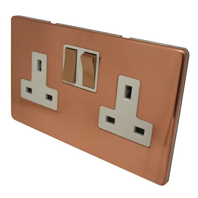 Screwless Polished Copper Switched Plug Socket (Twin Earth)