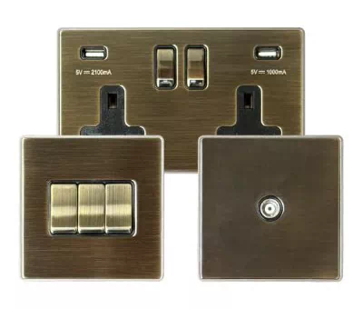 See the Antique Edge Antique Brass socket & switch range