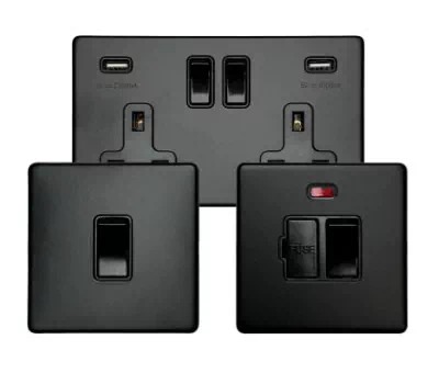 See the Contemporary Screwless Black socket & switch range