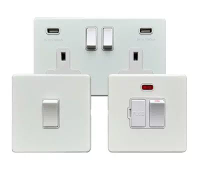 See the Contemporary Screwless White socket & switch range