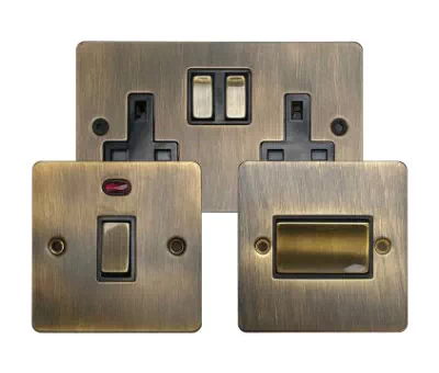 See the Flat Antique Brass socket & switch range