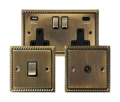 See the Georgian Antique Brass socket & switch range