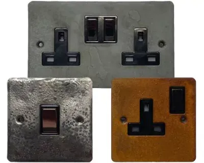 Vintage Flat Sockets and Switches - 5 Aged Finishes