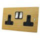 Oak | Satin Stainless Flat Wood Veneer Sockets & Switches