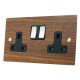 Walnut | Satin Stainless Flat Wood Veneer Sockets & Switches