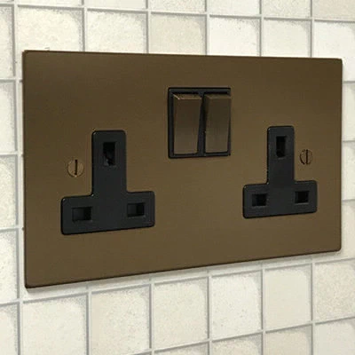 Executive Square Bronze Antique Sockets & Switches