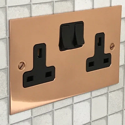 Executive Square Polished Copper Sockets & Switches