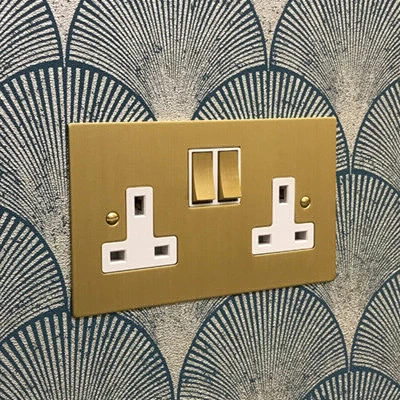 Executive Square Satin Brass Sockets & Switches