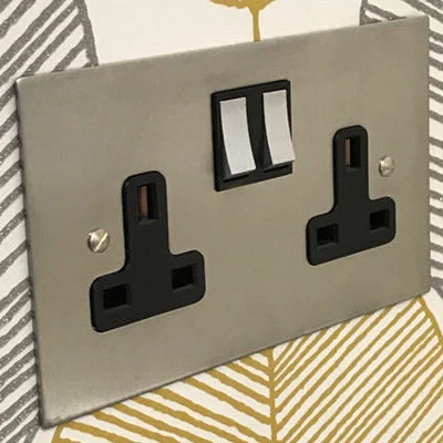 Executive Square Satin Stainless Sockets & Switches