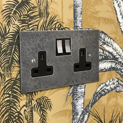 Hand Forged Hammered Pewter Sockets & Switches