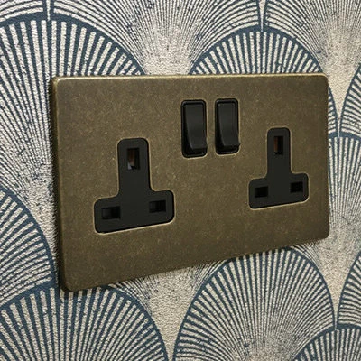 Screwless Aged Old Brass Sockets & Switches