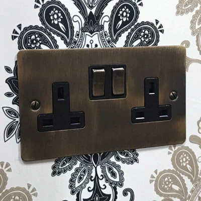 Flat Antique Brass Sockets & Switches