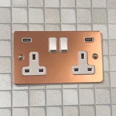 Flat Classic Polished Copper Sockets & Switches